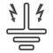 Grounding line icon, Safety engineering concept, Electric earthing sign on white background, Electrical grounding icon