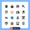 Group of 16 Flat Color Filled Lines Signs and Symbols for browser, gear, marketing, research, report