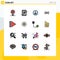 Group of 16 Flat Color Filled Lines Signs and Symbols for signal, basic, avatar, user, person