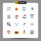 Group of 16 Flat Colors Signs and Symbols for employee, reference, mobile, point, diagram