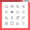 Group of 16 Modern Outlines Set for cosmetics, finance, document, money, bag