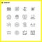 Group of 16 Modern Outlines Set for science, life, meter, biology, cosmetic