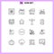 Group of 16 Modern Outlines Set for weather, cloudy, cleaning, cloud, cycle