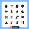 Group of 16 Modern Solid Glyphs Set for avatar, search, diploma, location, data