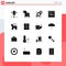Group of 16 Modern Solid Glyphs Set for coding, internet, virus, browser, symbol