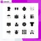 Group of 16 Modern Solid Glyphs Set for gras, stethoscope, lift truck, medicine, doctor