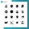Group of 16 Modern Solid Glyphs Set for insurance, payment, business, money, statistic