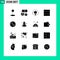 Group of 16 Modern Solid Glyphs Set for lotus, education, graph, disk, cd