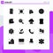 Group of 16 Modern Solid Glyphs Set for process, implementation, pack, goals, sale