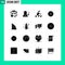 Group of 16 Modern Solid Glyphs Set for target, human, man, business, sport