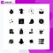 Group of 16 Modern Solid Glyphs Set for wash, cleaning, time, clean, heart