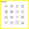 Group of 16 Outlines Signs and Symbols for school, paper, watch, business, location