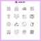 Group of 16 Outlines Signs and Symbols for sound, note, nature, musical, water