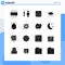 Group of 16 Solid Glyphs Signs and Symbols for alarm, looking, health, focus, attention