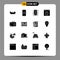 Group of 16 Solid Glyphs Signs and Symbols for capture, camera, mobile, time, page