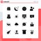 Group of 16 Solid Glyphs Signs and Symbols for envelope, communication, halloween, user, down