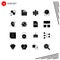 Group of 16 Solid Glyphs Signs and Symbols for goal, love, atom, heart, medical
