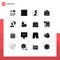 Group of 16 Solid Glyphs Signs and Symbols for internet, mail, magic, setting, seo