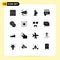 Group of 16 Solid Glyphs Signs and Symbols for online shop, time, announce, limited, knight