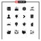 Group of 16 Solid Glyphs Signs and Symbols for water, internet, game, globe, earth