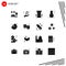 Group of 16 Solid Glyphs Signs and Symbols for weather, temperature, women, nature, shops