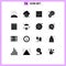 Group of 16 Solid Glyphs Signs and Symbols for web advancement, news, private, world wide, strategy