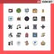 Group of 25 Filled line Flat Colors Signs and Symbols for chinese, candle, online, file, data