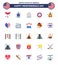 Group of 25 Flats Set for Independence day of United States of America such as badge; celebration; email; bird; mail