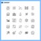 Group of 25 Lines Signs and Symbols for laud, speaker, mountain, space, platform