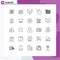 Group of 25 Modern Lines Set for synthesizer, midi, message, keyboard, swipe