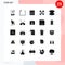 Group of 25 Modern Solid Glyphs Set for game, drone robot, basic, drone camera, cam