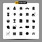 Group of 25 Modern Solid Glyphs Set for living, transport, shopping, sport, object