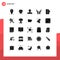 Group of 25 Modern Solid Glyphs Set for server, file, plump, document, caring