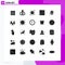 Group of 25 Modern Solid Glyphs Set for user, hero, wedding, header, plant