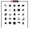 Group of 25 Solid Glyphs Signs and Symbols for chat, user, irish, target, man