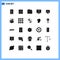 Group of 25 Solid Glyphs Signs and Symbols for computer, computer, archive, diamond, folder