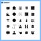 Group of 25 Solid Glyphs Signs and Symbols for grid, items, speaker, stationary, tools