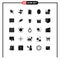 Group of 25 Solid Glyphs Signs and Symbols for household, furniture, way, appliances, party