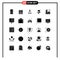 Group of 25 Solid Glyphs Signs and Symbols for love, growth, organization, grow, management