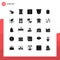 Group of 25 Solid Glyphs Signs and Symbols for strategic, video, businessmen, security camera, camera