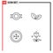 Group of 4 Filledline Flat Colors Signs and Symbols for label, snowflake, growth, spring, flowers