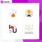 Group of 4 Flat Icons Signs and Symbols for burn, heart lettering, pollution, award, love