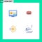 Group of 4 Flat Icons Signs and Symbols for creative, sunny, thinking, marketing, airplane
