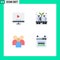 Group of 4 Flat Icons Signs and Symbols for devices, tank, tv, industry, group