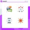 Group of 4 Flat Icons Signs and Symbols for group, api, support, clock, mobile