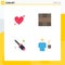 Group of 4 Flat Icons Signs and Symbols for heart, workspace, love, grid, screw driver