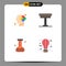 Group of 4 Flat Icons Signs and Symbols for human, chemical, puzzle, furniture, laboratory