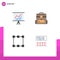 Group of 4 Flat Icons Signs and Symbols for lecture, points, presentation, office, gift