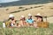 A group of 4 kids having a picnic day