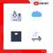 Group of 4 Modern Flat Icons Set for arrow, thunder, packing, cloud, man